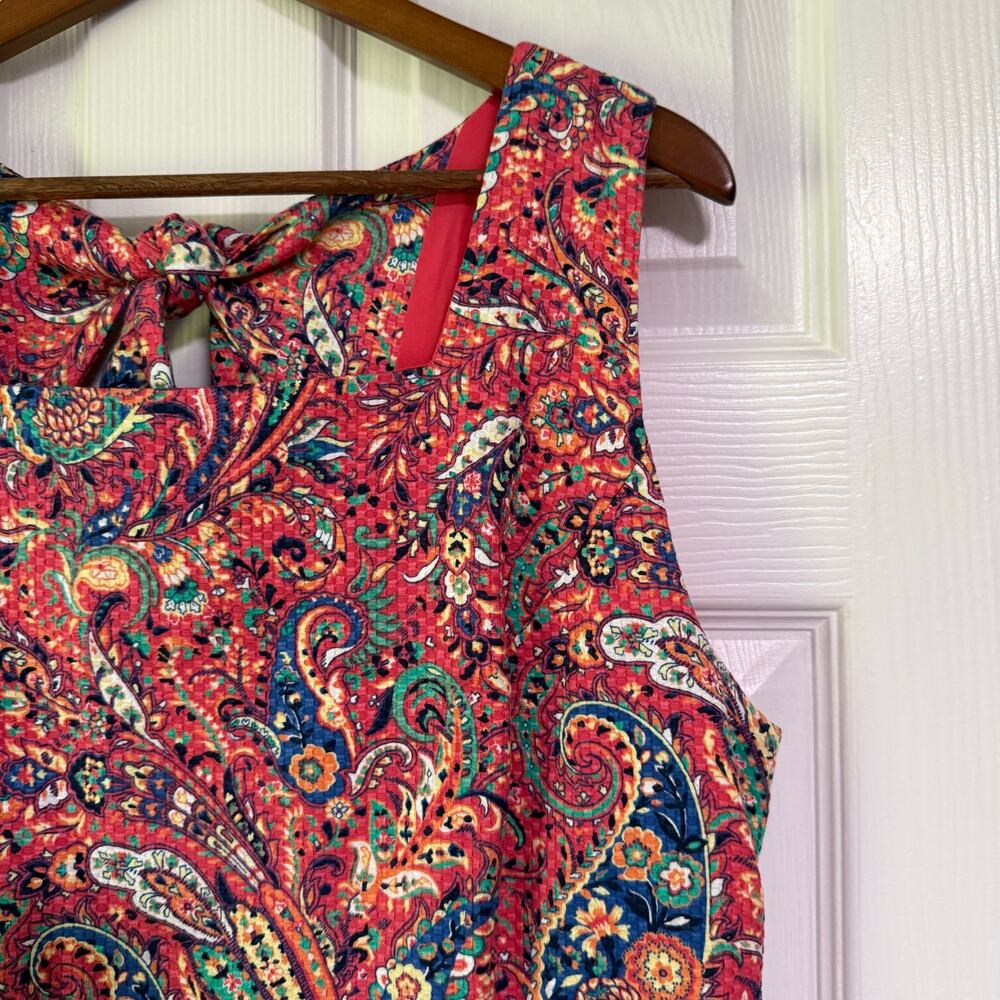 Talbots Women's Paisley Cut Out Tie Back Sleeveless Dress Size 16 - Picture 5 of 13